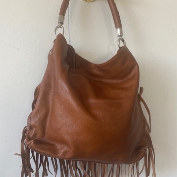 Garnet Hill Italian Leather Fringed Shoulder Bag - Picture 5 of 13